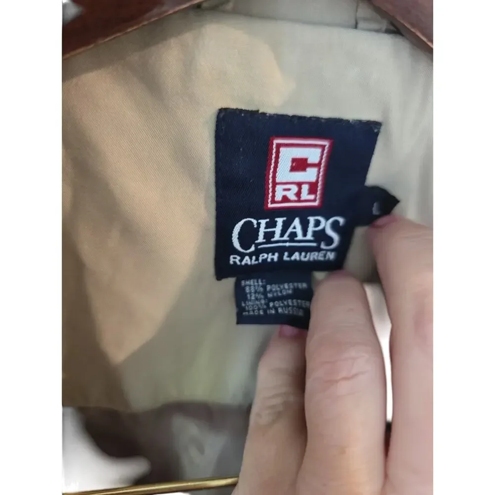 VTG CHAPS RALPH LAUREN Khaki‎ Lined Zip Long Sleeve Lightweight Jacket Men XL